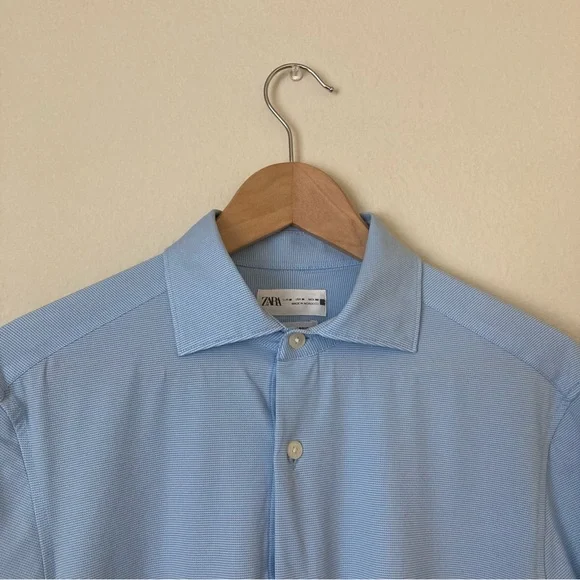 Zara Sky Blue Men's Dress Shirt - Picture 8 of 10